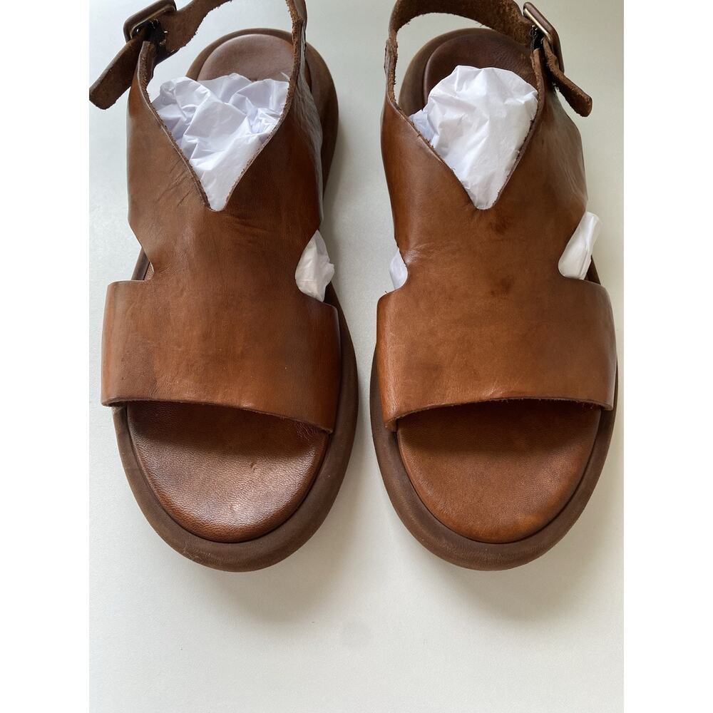 BRADOR $260 India Cigar Platform Sandal Brown Cognac Leather Made In Italy SZ 39 - Picture 4 of 15